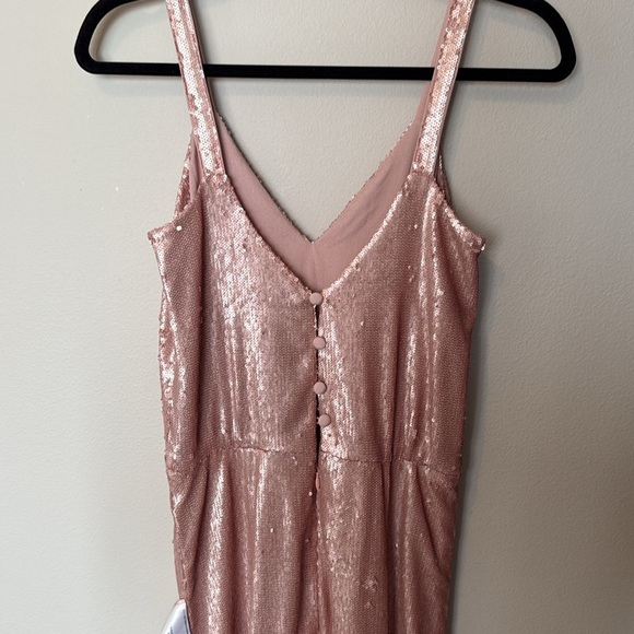 Dress the Population Rose Gold Sequin Sparkling NWT VNeck Midi Dress Prom XS - Picture 7 of 13